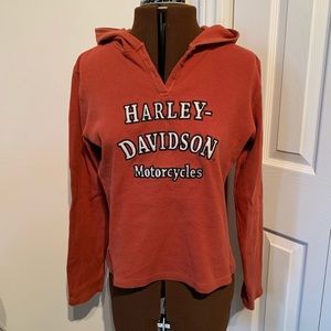 Harley Davidson orange hoodie.